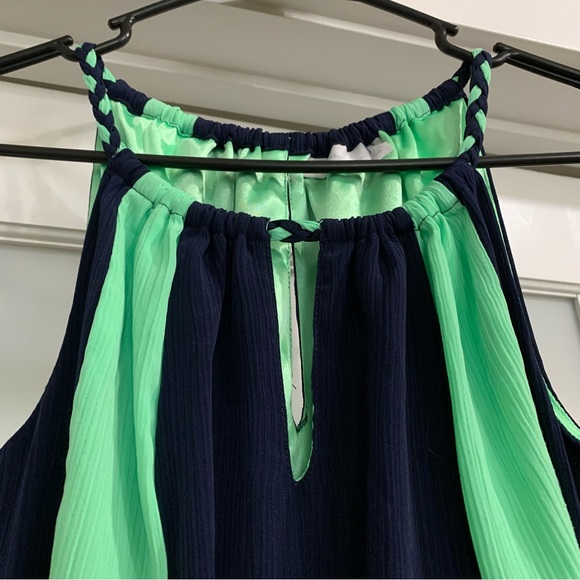 New York & Company (NY&Co) Colorblock Navy and Mint/Tile Green Maxi Dress. XS - Picture 6 of 16